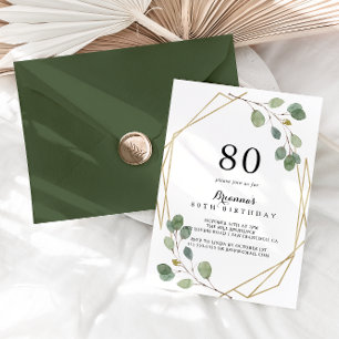 Invitation Fête d'anniversaire 80 ans Eucalyptus de verdure g