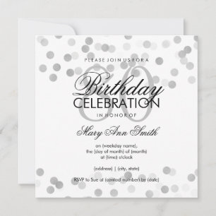 Invitation Fête d'anniversaire 80th Silver Foil Parties scint
