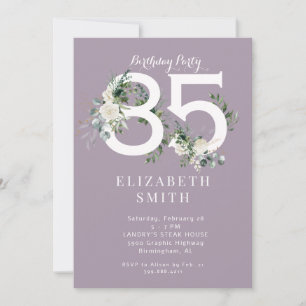 Invitation Fête d'anniversaire 85 ans élégante fleurs blanche