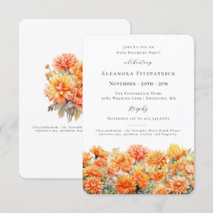 Invitation Fête d'anniversaire 85 ans Fleur du mois de naissa