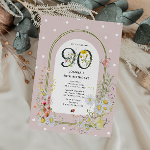 Invitation Fête d'anniversaire 90 ans Arche Florale Botanique