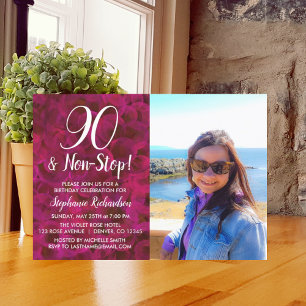 Invitation Fête d'anniversaire 90 et non stop Red Rose