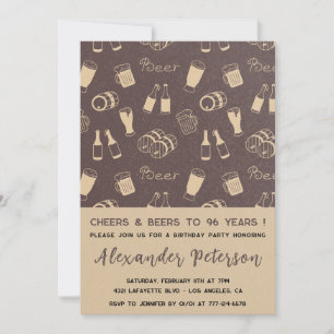 Invitation Fête d'anniversaire 96 ans Homme Bière Adulte Moti