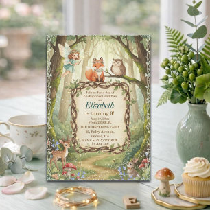 Invitation Fête d'anniversaire 9 ans Fée Animaux de la Forêt