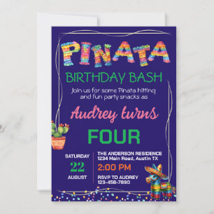 Invitation Fête d'anniversaire à la pinata