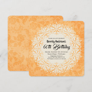Invitation Fête d'anniversaire à l'élégante Dorade Damask Sty
