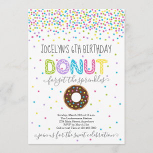 Invitation Fête d'anniversaire à thème Donut - Arc en ciel