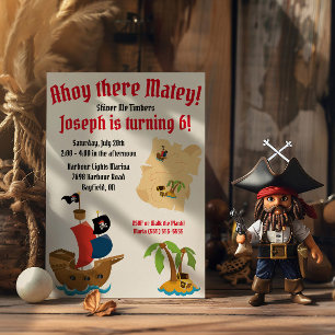 Invitation Fête d'anniversaire à thème Pirate