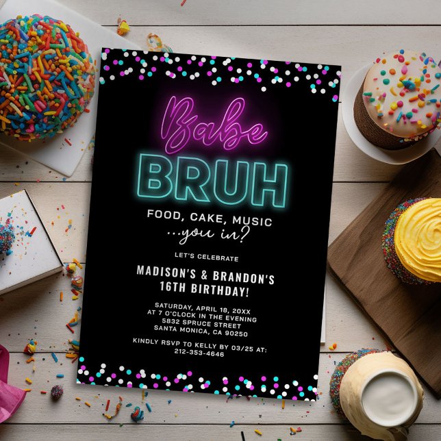 Invitation Fête d'anniversaire ado Neon Joint (Créateur téléchargé)