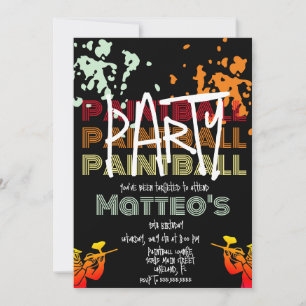 Invitation Fête d'anniversaire adolescente de paintball Cool