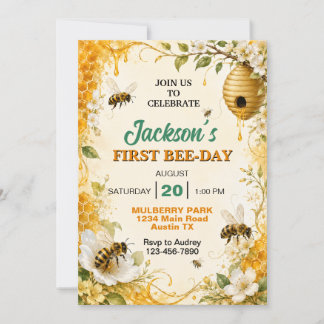 Invitation Fête d'anniversaire adorable abeille pour tout âge