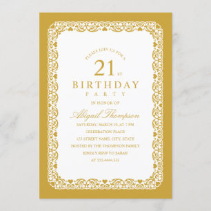 Invitation Fête d'anniversaire Adulte 21ème Anniversaire Élég