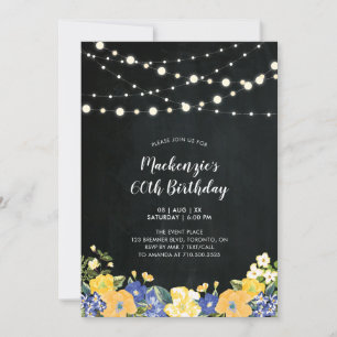 Invitation Fête d'anniversaire adulte avec fleurs et tableau 