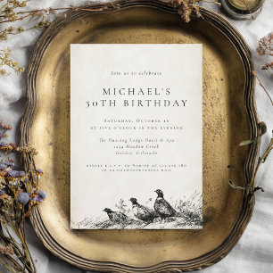 Invitation Fête d'anniversaire adulte chasse au faisan vintag