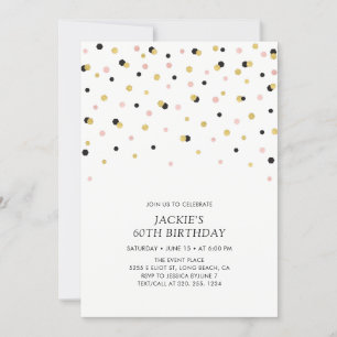 Invitation Fête d'anniversaire adulte confettis hexagonaux Ro