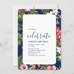 Invitation Fête d'anniversaire adulte d'été tropical moderne
