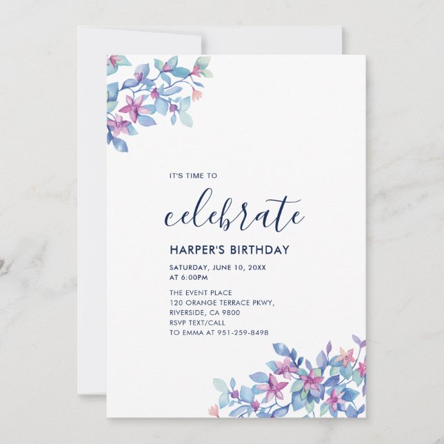 Invitation Fête d'anniversaire adulte d'été tropical moderne (Devant)