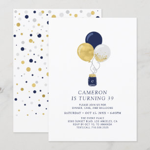 Invitation Fête d'anniversaire adulte moderne avec ballons do