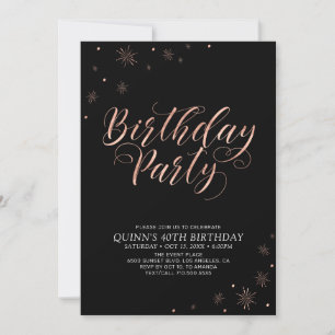 Invitation Fête d'anniversaire adulte moderne chic rose gold 