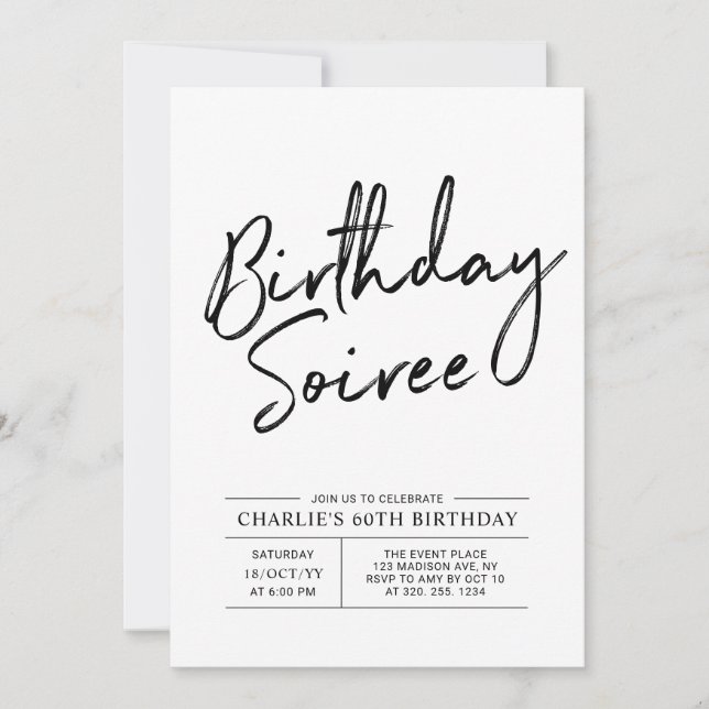 Invitation Fête d'anniversaire adulte moderne / Soiree Invita (Devant)