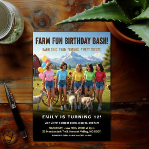 Invitation Fête d'anniversaire amusante à la ferme