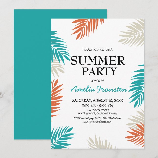 Invitation Fête d'anniversaire amusante sous les palmiers tro (Devant / Derrière)