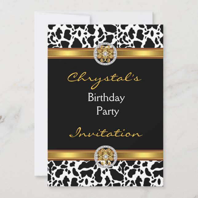 Invitation fête d'anniversaire Animal Vache bijou  (Devant)
