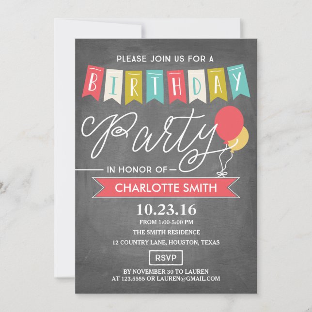 Invitation Fête d'anniversaire | Anniversaire (Devant)