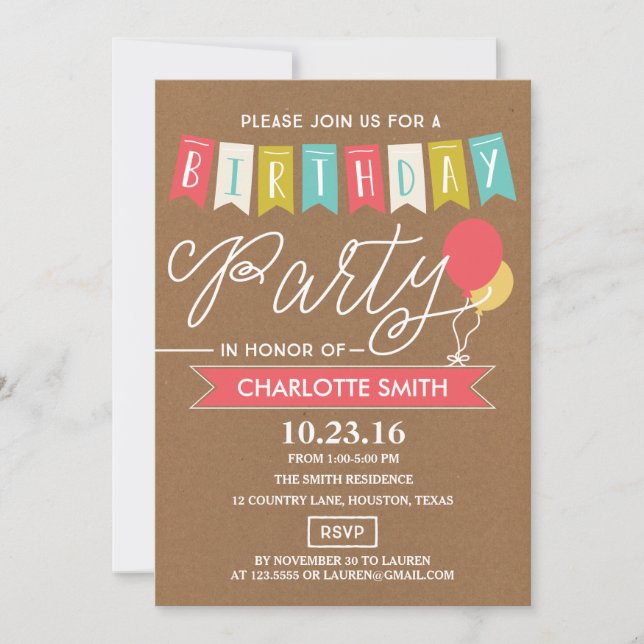 Invitation Fête d'anniversaire | Anniversaire (Devant)
