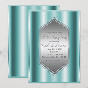 Invitation Fête d'anniversaire Aqua Teal Shine Glamour Toute 