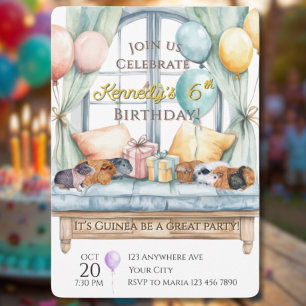 Invitation Fête d'anniversaire aquarelle avec un adorable coc