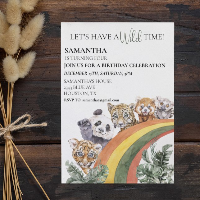 Invitation Fête d'Anniversaire Arc-en-ciel (Créateur téléchargé)