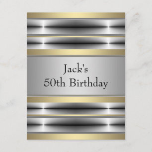 Invitation Fête d'anniversaire argent or homme