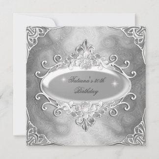 Invitation Fête d'anniversaire Argent sur Parties scintillant