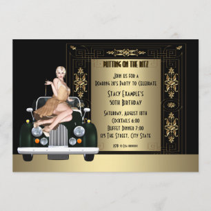 Invitation Fête d'anniversaire Art Déco des Années Folles