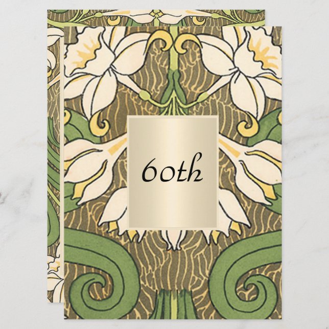 Invitation Fête d'anniversaire Art déco vintage (Devant / Derrière)