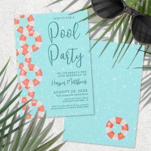 Invitation Fête d'anniversaire au bord de la piscine pour un