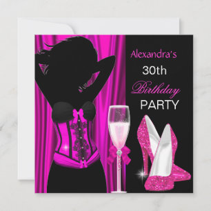 Invitation Fête d'anniversaire au champagne rose glamour