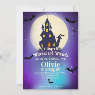 Invitation Fête d'anniversaire au château de magie sorcière