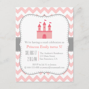 Invitation Fête d'anniversaire au château de princesse, chevr