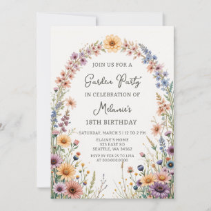 Invitation Fête d'anniversaire au jardin de fleurs sauvages