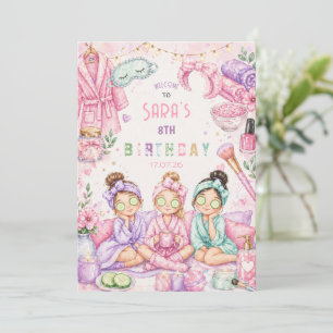 Invitation Fête d'anniversaire au Spa pour filles Pyjama Part