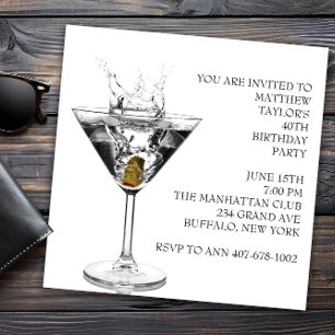 Invitation Fête d'anniversaire au verre à Martini