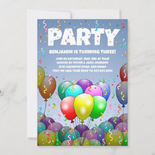 Invitation Fête d'anniversaire aux ballons