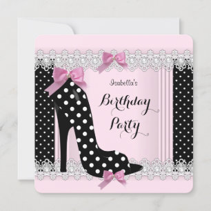 Invitation Fête d'anniversaire aux chaussures à talons avec p