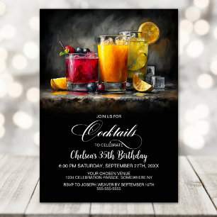 Invitation Fête d'anniversaire aux cocktails colorés