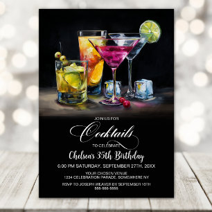Invitation Fête d'anniversaire aux cocktails colorés