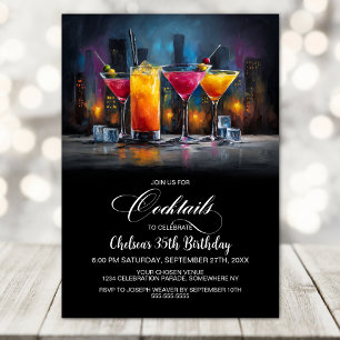 Invitation Fête d'anniversaire aux cocktails colorés