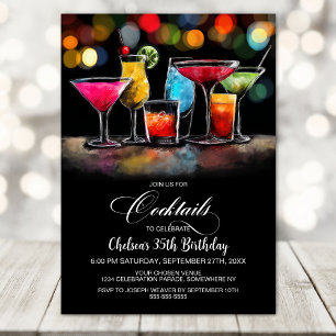 Invitation Fête d'anniversaire aux cocktails colorés