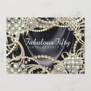 Invitation Fête d'anniversaire aux perles de femme